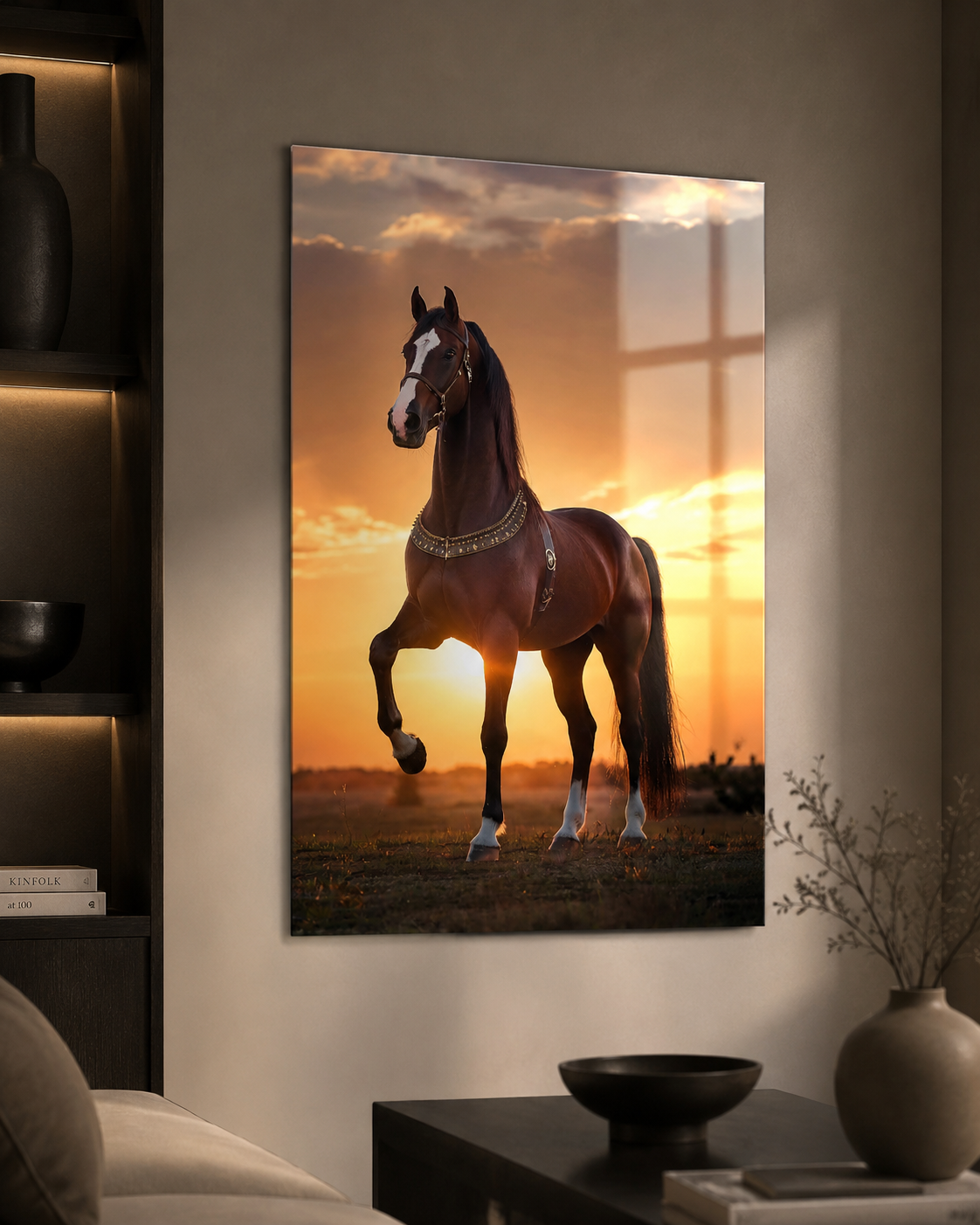 Brown Horse at Sunset