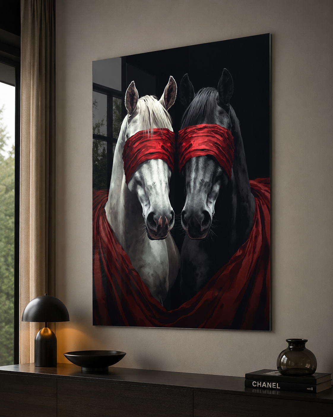 Two Blindfolded Horses